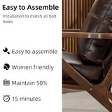 INZOY Mid-Century Modern Accent Chair with Wood Frame Set of 2, PU Leather Living Room Chair and Soft Thick Padded Armchair for Living Room Bedroom Reception with Removable Upholstered Cushions, Brown INZOY