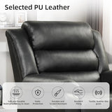 IOMOR Manual Recliner Chair with Overstuffed Arm and Extra-Padded Back, Breathable PU Leather Reclining Chair for Adults, Single Sofa for Living Room, Bedroom (Black)