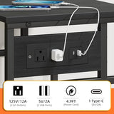 YAOHUOO 3 Tier Large Printer Stand with Power Outlet/Adjustable Storage Shelf, Rolling Cart with Wheels, Printer Table for Home Office 3D Printer/Heat Press/Laster, 22"×15" Black