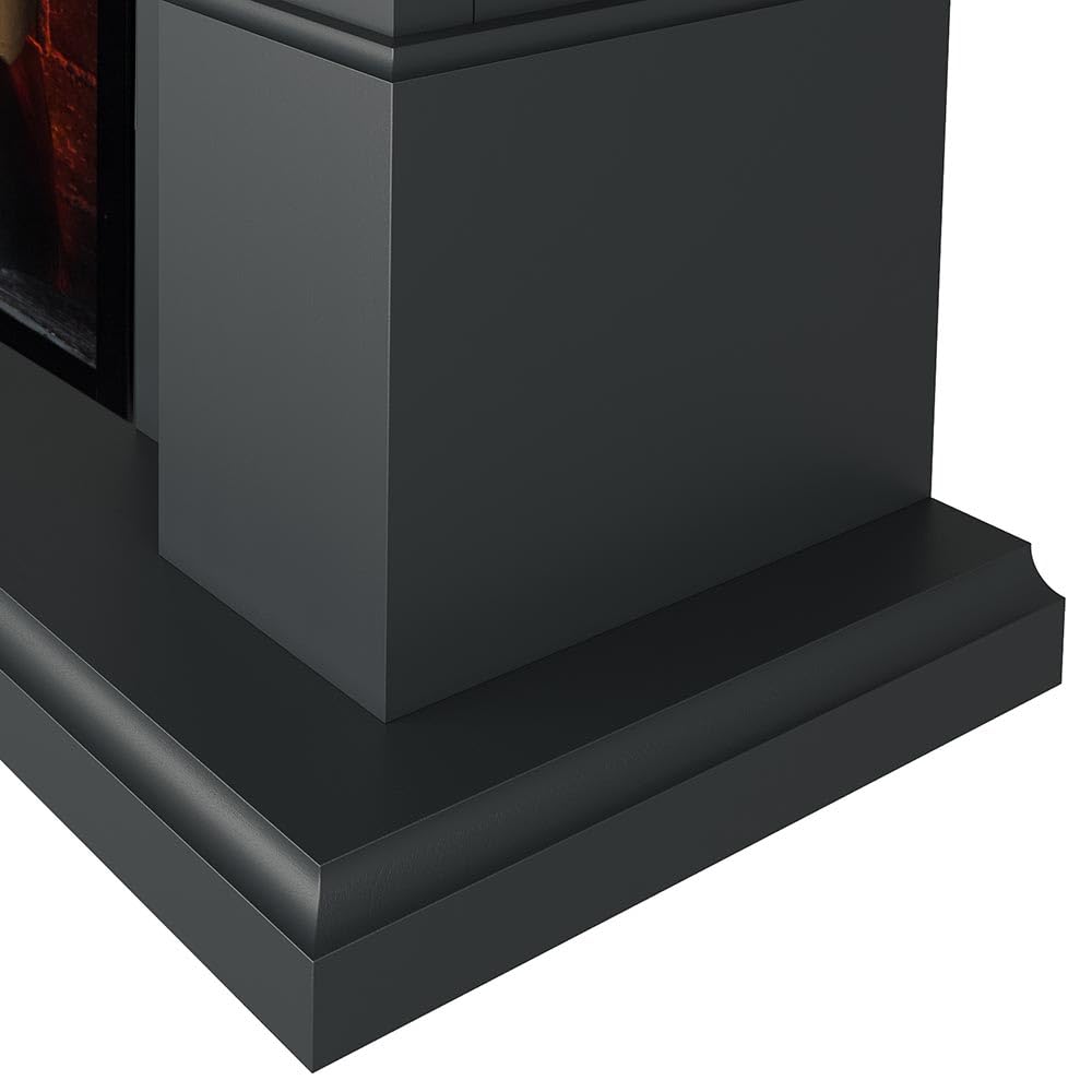 Modern Ember Augustine Black Mantel Package 55" W x 48" H with 28 Inch Electric Fireplace Insert - 1,000 Sq Ft Heater 4 Flame Colors, Ember Bed Included | Compatible with Alexa and Google Assistant Modern Ember