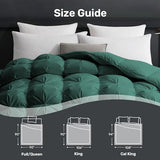 UNIKOME Pinch Pleat Goose Feather Down Comforter - 20% Extra Fill, 90oz, All Season Duvet Insert with 100% Cotton Cover, Cloud-Like Fluffiness (Green, Queen/Full, 90"X90") UNIKOME