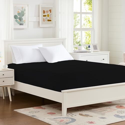 Hotella 100% Microfiber Full Size Fitted Sheet Only, 54"x75" Hotel Quality Deep Pocket Bottom Sheet, Up to 14" Matress Protector, Machine Washable and Non-Fade, Snug Fit & Stay in Place,Black Hotella
