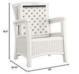 Suncast Elements Club Chair with Storage - Lightweight, Resin, All-Weather Chair - Built-in Storage for up to 11 lbs. - White Suncast