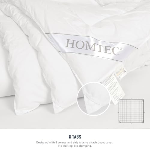 HOMTEC Duvet Insert Cotton Comforter California King Size White Down Alternative Fill 100% Cotton Shell Quilted Fluffy Comforter Lightweight All Season 8 Corner Tabs Durable Breathable Noiseless HOMTEC