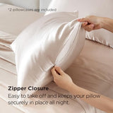 Bedsure Satin Pillowcase with Zipper, Similar to Silk Pillow Cases 2 Pack, Beige Standard Size Satin Pillow Case, Silky & Soft Pillow Covers, Valentines Day Gifts for Women Men, 20x26 Inches Bedsure