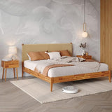 Bme Selina King Size Wood Platform Bed Frame with Handcrafted Paper Cord Headboard - No Box Spring Needed Bme