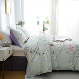 BOLINLIVING Floral Duvet Cover King Size 3 Pieces, Flower Duvet Cover with 2 Pillow Shams, Soft Floral Bedding Set Sage Green and Purple for All Season, Breathable, Zipper Closure… BOLINLIVING
