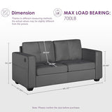 TYBOATLE 65" W Morden Linen Fabric Sofa Couch w/ 2 USB Charging Ports and Wide Arms, Mid-Century Comfy Upholstered Loveseat Couches for Living Room, Bedroom, Office, Easy Assembly (Dark Grey) TYBOATLE