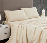 Linen Closet Queen Sheet Set – 4-Piece Cotton Blend, 1200 Thread Count Ultra Soft & Silky Sateen, Moisture Wicking, Wrinkle Resistant, Quick Dry, Deep Pocket up to 18", Durable & Easy Care, Beige Linen Closet
