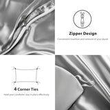 TodaFre Silver Grey Satin Duvet Cover King Size Set, 3 Pieces Ultra Soft Bedding Set - 1 Lightweight Duvet Cover 104x90 Inches with Zipper Closure, 2 Pillowcases TodaFre