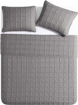 VCNY Home - Full/Queen Quilt Set, Pinsonic Bedding with Matching Pillow Shams, Dorm Room Essentials, Super Soft Home Decor (Square Dark Grey, 3-Piece) VCNY Home