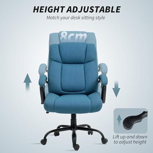 Vinsetto Big and Tall Executive Office Chair 485lbs with Wide Seat, High Back Computer Desk Chair with Tilt, Adjustable Height, Blue Vinsetto