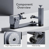 Longer Rotary Extension for Nano Series， Ray5 Series， B1 Series, Other Frame Engraving Machines (Must with 12 Pcs Riser), Y-axis Rotary Roller for Engraving Cylindrical Objects, Wine Glass, Tumbler Longer