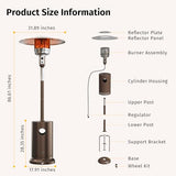 EAST OAK 50,000 BTU Patio Heater for Outdoor Use With Double-Layer Stainless Steel Burner, Round Table Design and Wheels, Outdoor Patio Heater for Commercial and Home, Bronze EAST OAK