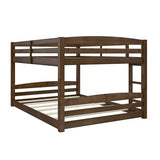 DHP Phoenix Convertible Low Wood Floor Bunk Bed, Stackable and Detachable Bed Frames for Kids, Solid Wood, with Ladder, High Guardrail, Wood Slats, No Boxspring Required, Full-Over-Full, Mocha DHP
