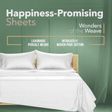 TEXAS LINEN CO. 100% Organic Cotton Sheets Queen Size - 4 PC Organic Cotton Queen Size Percale Weave Sheet Set, Soft, Cooling, Crisp & Breathable, 16" Deep Pocket Hotel Quality Bedding Set - White