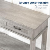 GarveeHome Entryway Table, Console Table with 3 Storage Drawers, 3 Tier Farmhouse Wooden Sofa Table, Hallway Tables for Entryway, Living Room-Grey GarveeHome