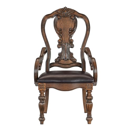 neolun Enhance Dining with Traditional Armchairs Set of 2, Dark Oak Frame, Faux Leather Upholstered Seat neolun