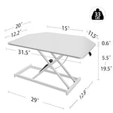 Aconcept 32 inch White Corner Height Adjustable Standing Desk Converter, One-Click Sit to Stand up Desk Riser, Pre-Assembled Dual Monitor and Laptop Workstation Aconcept