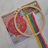 Esffaci Embroidery Starter Kit for Adult Beginner with Mandala Datura Pattern Hand Embroidery Set with Embroidery Cloth Hoop Needle Threader Embroidery Floss and Instruction