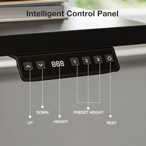 Muvai 59 Inch L Shaped Standing Desk Adjustable Height with Cable Management Tray,Gaming Electric Corner Standing Desk, Sit Stand Computer Table with Reversiable Splice Board, Black Muvai