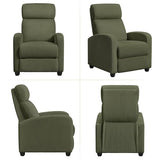 Topeakmart Corduroy Recliner Sofa Mid-Century Recliner Chair Single Reclining Chair Upholstered Sofa for Living Room Bedroom Home Theater Dark Green