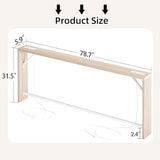 TIQLAB Sofa Table, 79 inch (1.2'' Thick Tabletop) Long Console Table Behind Couch, Narrow Entryway Table with Angled Metal Frame, Industrial Console Table for Entryway, Light Walnut TIQLAB
