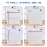 50" Reception Desk – Modern Front Desk with Lockable Drawer, Keyboard Tray, Storage Cabinet, Built-in Power Outlet, LED Lights & DIY Stripe – Ideal for Lobbies, Salons & Retail LayBurst