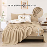 WONGS BEDDING Brown Comforter Set Queen, 7 Pieces Botanical Bed in a Bag Golden Leaves Bedding Set Soft Microfiber Queen (1 Comforter,2 Pillowcase,2 Pillow Shams,1 Flat Sheet,1 Fitted Sheet) WONGS BEDDING