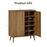 Sscaktu Fluted Shoe Cabinet with Doors, 5-Tier Shoe Storage Cabinet with Adjustable Shelves, Wooden Freestanding Shoe Organizer Shoe Cabinet for Entryway,Hallway,Living Room, Natural Oak Sscaktu