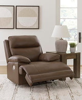 Signature Design by Ashley VonRyan Modern Zero Gravity Leather Match Power Recliner with Adjustable Headrest and USB Ports, Dark Brown Signature Design by Ashley