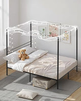VEVOR Canopy Bed Frame Full Size, Metal Canopy Bed with Four Posters Design, Heavy Duty Steel Slats Support, Underbed Storage Space, No Box Spring Needed, Easy Assembly, Black
