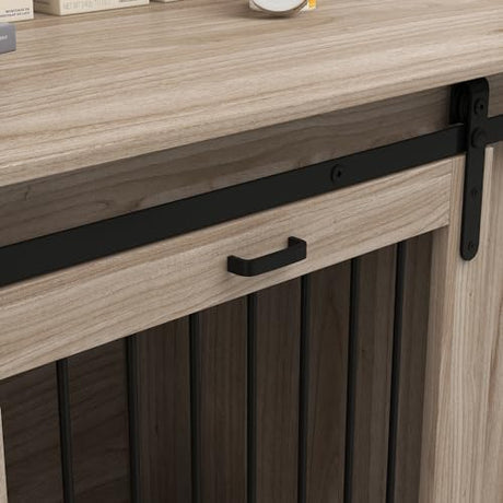 PawHut Dog Crate Furniture with Removable Divider for 2 Small Dogs or 1 Large Dog, 71" Modern Kennel Furniture End Table with Storage, Double Doors, Walnut PawHut
