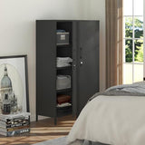 Epochsteele Metal Storage Cabinet Kitchen Pantry Cabinet for Bathroom Locking Storage Cabinet with Door and Removable Shelves (Black) Epochsteele