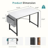 OLIXIS Computer Desk 44 Inch Home Office Desks for Small Spaces, Gaming Writing Study Work Table with Storage Bag for Bedroom, White OLIXIS