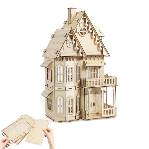 3D House Jigsaw Puzzle Model Kit - CUTEROOM Fantasy Villa Dollhouse DIY Building Set for Adults, Creative Home Decor Gift