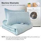 tohrisa Boho Comforter Set Twin Size Striped Pleats Bohemian Seersucker Bedding Set All Season Soft Cozy 2 Pieces Quilt with 1 Pillowcase(68"X90" Light Blue) tohrisa