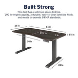 Vari Ergo 54x26 Electric Standing Desk – Height Adjustable Sit Stand VariDesk + Curved Waterfall Edge, 4 Memory Settings, Quick Assembly, Cable Management, 200 lb Capacity – Espresso (2 Boxes) Vari
