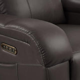 SITJOY Pet Friendly Leather Power Recliner Chair, Zero Wall Hugger RV Recliners with Power Headrest, Charging Ports, Side Pockets, Down-Filled, Scratch Resistant Waterproof Faux Leather in Dark Brown