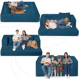 Cansunna Futon Sofa Bed with Pillow, 3-in-1 Sleeper Sofa Bed with Removable Cover, Convertible Floor Sofa Bed, No Assembly Boneless Couch for Living Room, Bedroom Cansunna