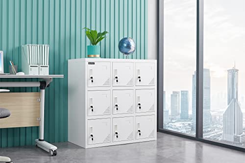 MAYROY Metal Locker Office Storage Locker Home Steel Locker School Storage Organizer, Storage Cabinet for Kids Students Employee (W9D) (Full White) MAYROY