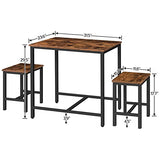 HOOBRO 3-Piece Industrial Dining Table Set, Kitchen Table, Space Saving Dinette for Kitchen, Dining Room, Small Space, Breakfast Nook, Living Room, Party, Rustic Brown and Black BF75CZ01G1 HOOBRO