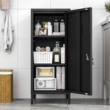 Black Metal Locker Cabinet, 35.4" H Home Office Storage Lockers, Vertical Steel Storage Cabinet with Locking Door and 2 Adjustable Shelves, Garage Tool File Cabinets for Home Office,Garage,Bathroom risuoge