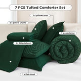 Andency Full Size Comforter Set with Sheets Dark Emerald Green - 7 Pieces Bed in a Bag Tufted Bedding Sets Fluffy Lightweight Full Bed Set with Comforter, Sheets, Pillowcases & Shams for All Season