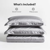 TodaFre Silver Grey Satin Duvet Cover King Size Set, 3 Pieces Ultra Soft Bedding Set - 1 Lightweight Duvet Cover 104x90 Inches with Zipper Closure, 2 Pillowcases TodaFre