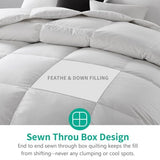 APSMILE Organic Feathers Down Comforter California King, All-Seasons Duvet Insert, 100% Cotton Medium Warm Quilted Bed Comforter Insert (104x96, Ivory White) APSMILE
