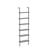 ODK 6-Tier Ladder Shelf, Book Shelf with Metal Frame, Bookcase for Living Room, Home Office, Kitchen & Bedroom, Space Saving Freestanding Organizer Rack, Black (10" D x 24" W x 87" H) ODK