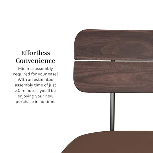 Walker Edison Modern 2-Piece Minimalist Counter Stools with Wooden Back, Set of 2, Brown Walker Edison