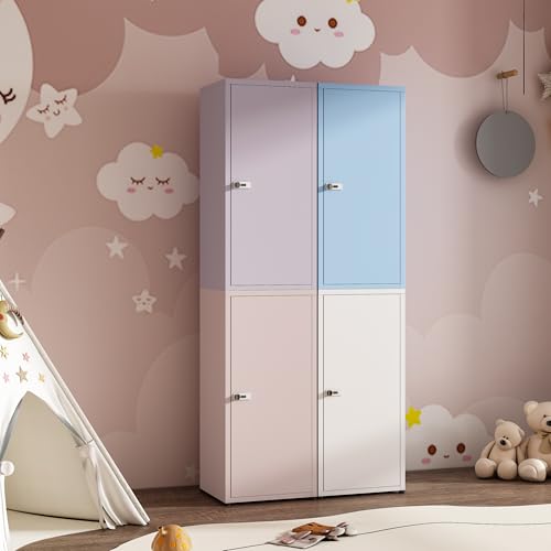 MIOCASA Metal Locker Storage Cabinet with Lock and Shelves,Single Door Lockable Cabinet for Bedroom,School,Kindergarten (Blue) MIOCASA