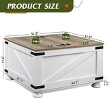 WLIVE Farmhouse Coffee Table,Square Wood Coffee Table with Storage,Center Table for Living Room,Home Office,White WLIVE